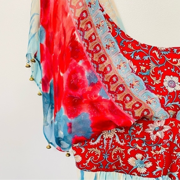 Silk Boho Tracy Reese Anthropologie Beaded Tassel Flutter Sleeve Mini Dress - Picture 4 of 10